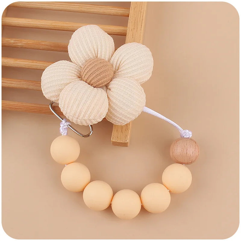 Baby Silicone Flower Pacifier Clip – Cute Teether Chain & Soother Holder | Newborn Accessories & Loss Prevention Strap