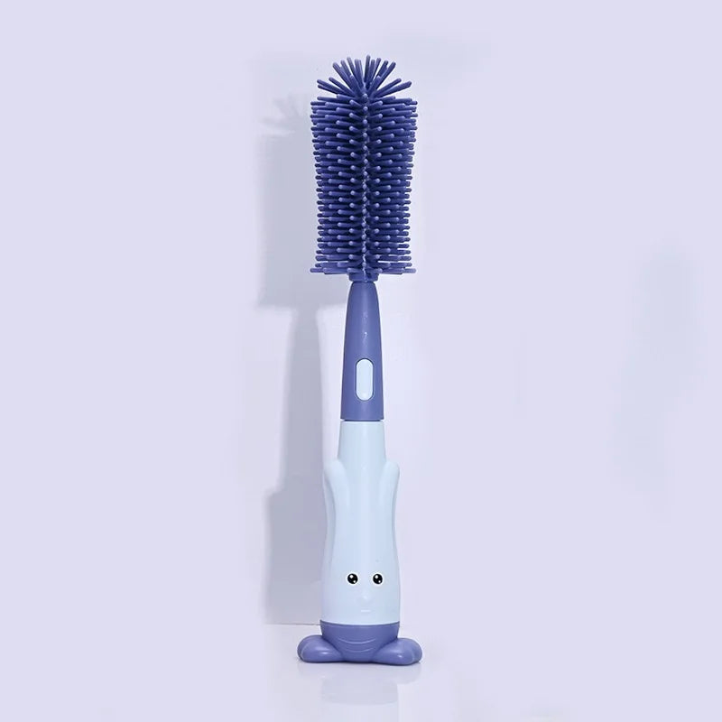 3-in-1 Baby Bottle Brush Set – Food-Grade Silicone Bottle Cleaner with Nipple Brush & Straw Brush | Multifunctional Standing Cleaning Kit for Bottles, Cups & Accessories
