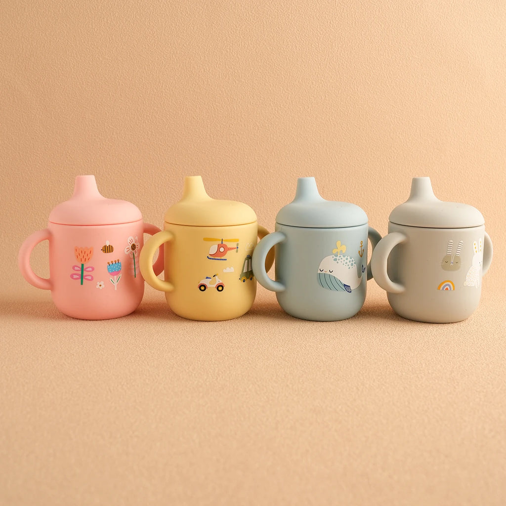 Cartoon Silicone Baby Feeding Cup – BPA Free Leakproof Training Cup with Handles | Travel-Friendly & Dishwasher Safe Baby Drinkware