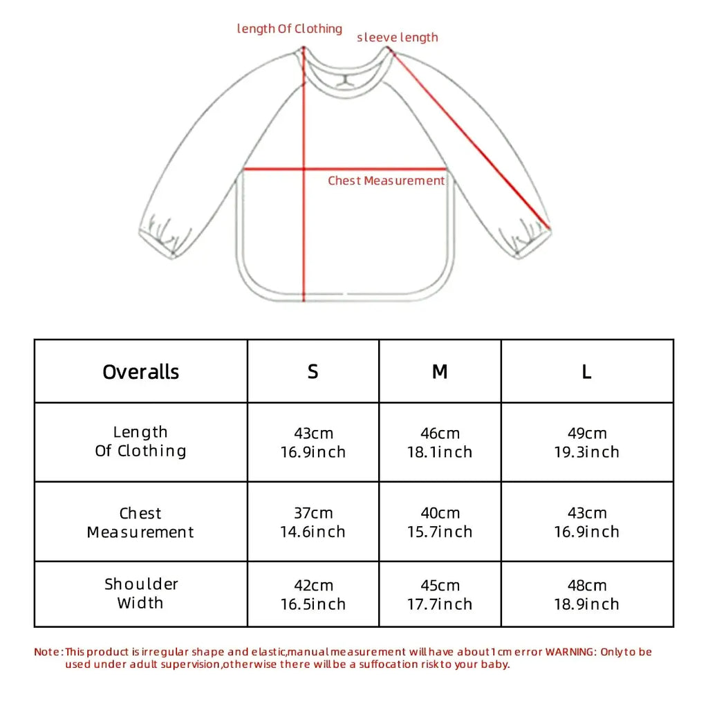 1pc Waterproof Long Sleeve Baby Bib with Pocket – Full Cover Feeding Apron Smock for Kids & Toddlers with Storage Bag