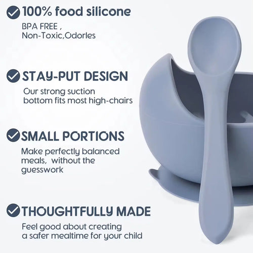 2PCS Baby Silicone Suction Bowls – Non-Slip Infant Feeding Tableware | BPA-Free Toddler Training Food Bowls for Self-Feeding & Weaning