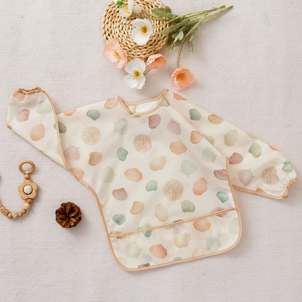 Waterproof Baby Bib with Sleeves – Long Sleeve Feeding Bib & Toddler Apron | Adjustable Tie, Catch-All Pocket, Easy Clean, Lightweight & Reusable (0–3 Years)