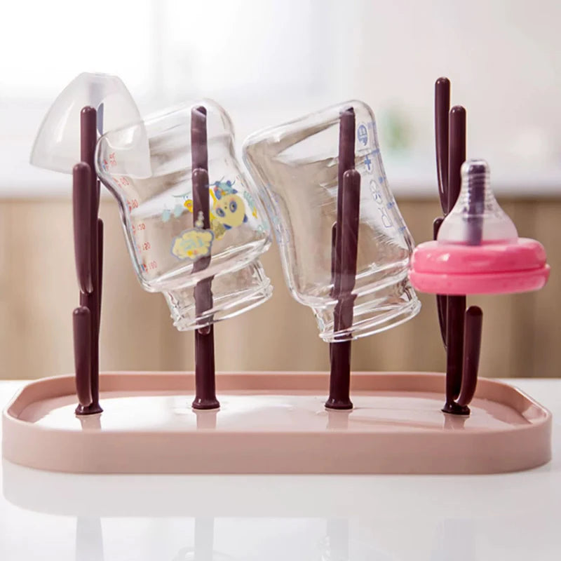 Baby Tree-Shaped Milk Bottle Drain Rack – Dust-Proof Bottle & Cup Holder | Cute Drying Rack for Baby Bottles, Pacifiers & Cups